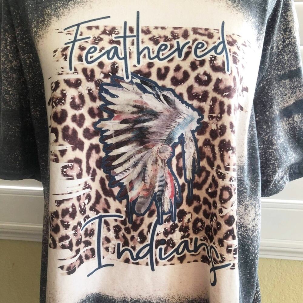 FEATHERED INDIANS Hand Bleach Dyed Handmade Graphic Tee